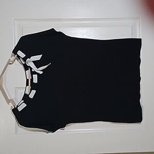 Bay Studio Black Top White Ribbon Detail Size PM